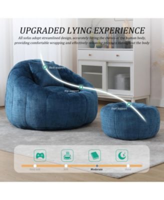 Modern Bean Bag Chair with Ottoman for Adults