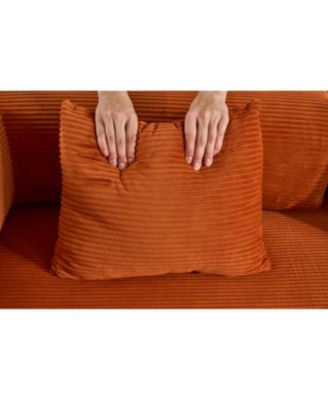 Streamdale Orange Corduroy Convertible Sleeper Sofa Bed with Pillow