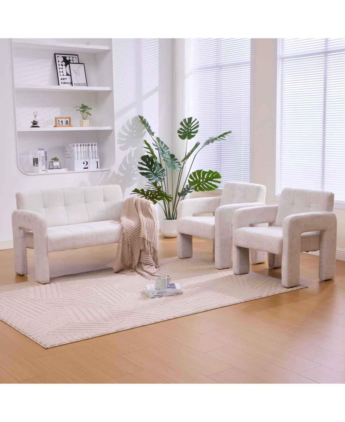 Streamdale Furniture Nordic Modern Double Armchair Sofa for Living Room & Bedroom