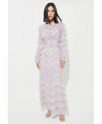 Women's Modest Ruffle Dress Maxi With Designer Sleeve