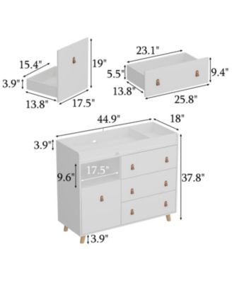 4-Drawer Chest of Drawers Nursery Storage Organizer With Changing Table Open Shelf