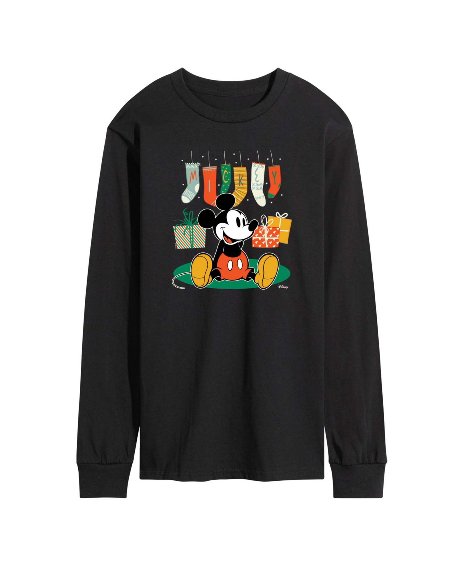 Men's Disney Mickey Stockings Long-Sleeve Graphic T-Shirt