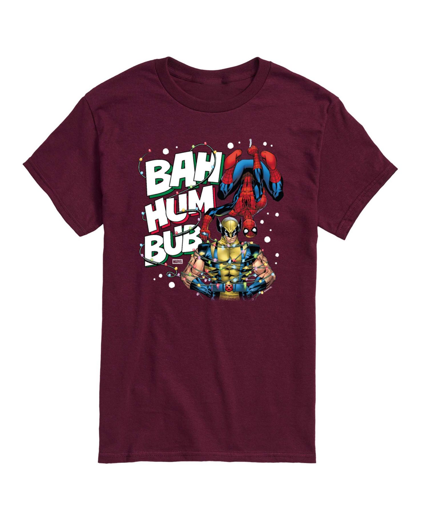 Men's Marvel Bah Hum Bub Wolverine and Spider-Man Graphic Short-Sleeve T-Shirt
