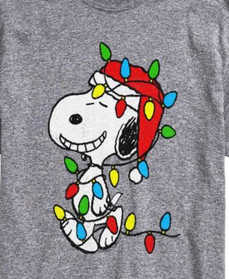 Men's Peanuts Snoopy Christmas Lights Graphic Short-Sleeve T-Shirt