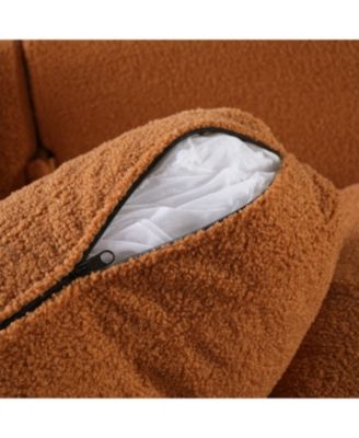 Streamdale 83.86" 3-Seater Sofa, Curved Armrest, Teddy Velvet, Solid Wood Legs & Frame, Green