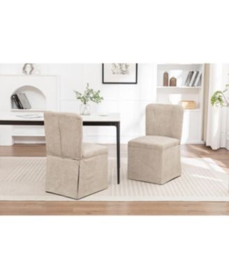 Streamdale Linen Dining Chairs, Modern Fabric Side Chairs, Padded Seat, Set of 2 (Brown