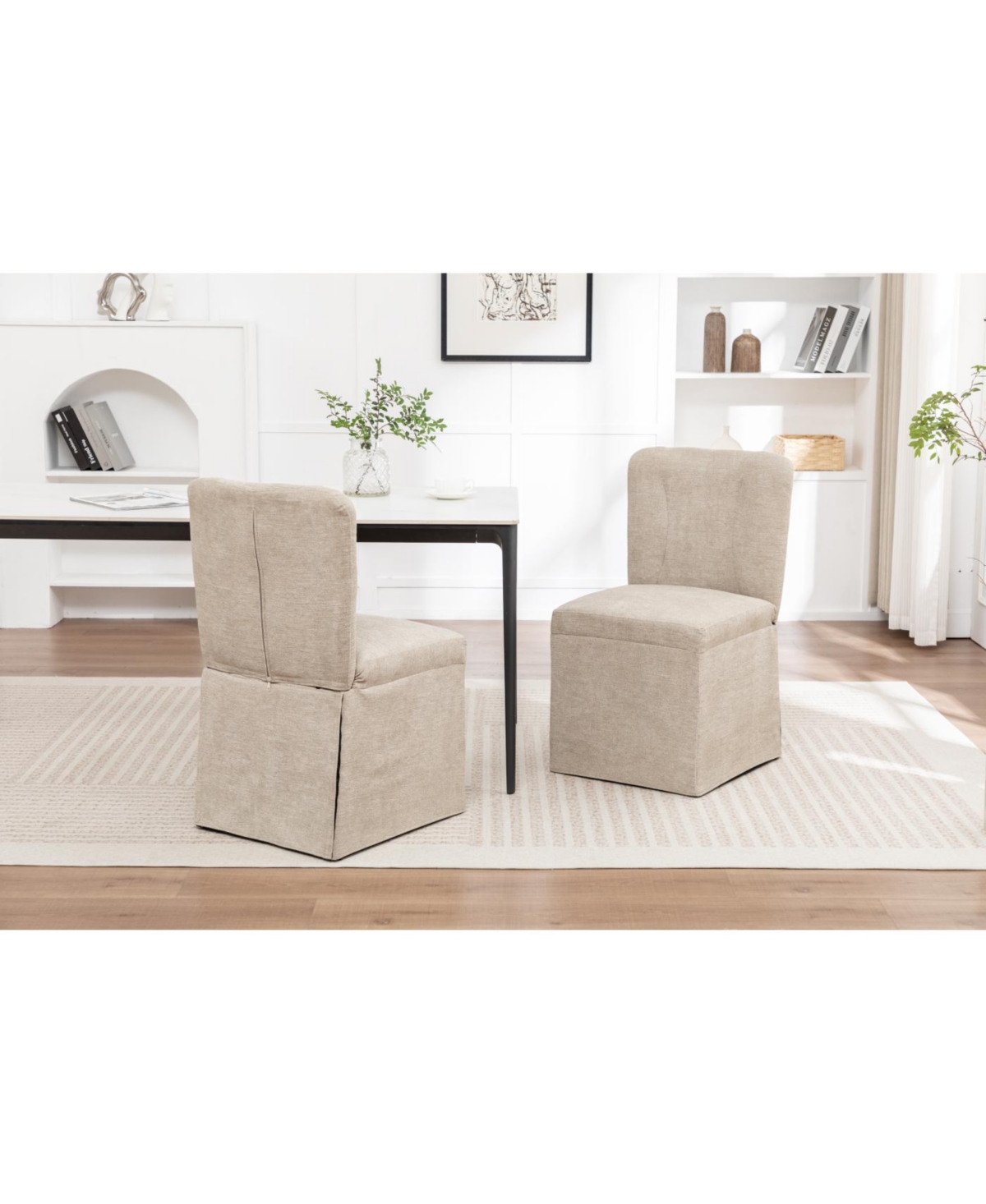 Streamdale Furniture Streamdale Linen Dining Chairs, Modern Fabric Side Chairs, Padded Seat, Set of 2 (Brown