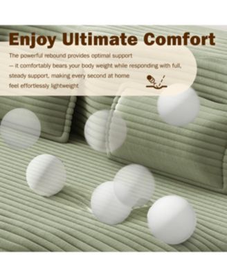 Streamdale Modern Floor Sofa with 2 Pillows, Convertible Plush Corduroy Sleeper Sofa Bed, Green