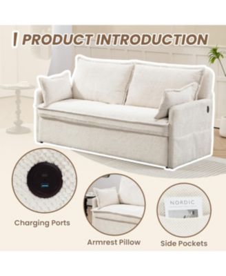 Streamdale Ergonomic Sofa Bed with Storage & Charging - Corduroy Convertible Sleeper