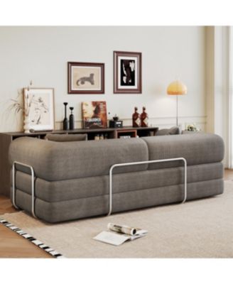 Streamdale Corduroy Compression Sofa Bed with Pillow Back Support, Grey