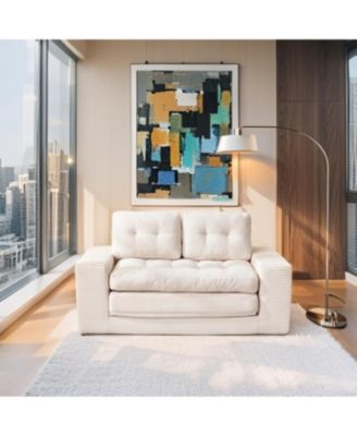 Streamdale Loveseat Sofa Bed with Memory Foam & Steel Frame - No Assembly, Convertible (Beige