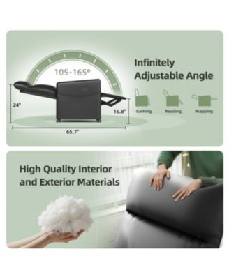 Streamdale Power Recliner Chair - Black Leather w/ Footrest, Padded Seat, Compact Design