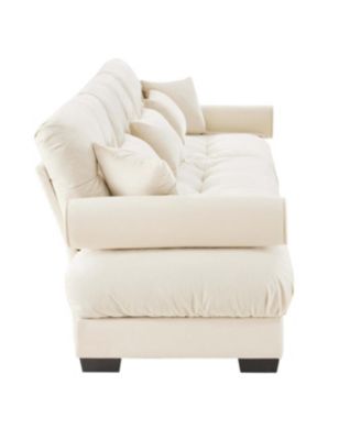 Streamdale Extra Large 3 Seat Modern Velvet Sofa, Oversize, Cloud-Like Comfort, Cream