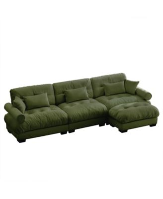  Super Comfort Oversized Modular Velvet Sectional Sofa Couch with Ottoman