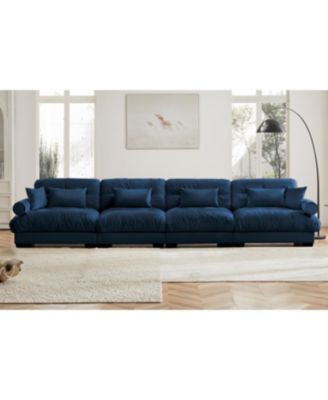 Streamdale Super Comfort Oversized Modular Velvet Sectional Sofa Couch with Ottoman, Blue