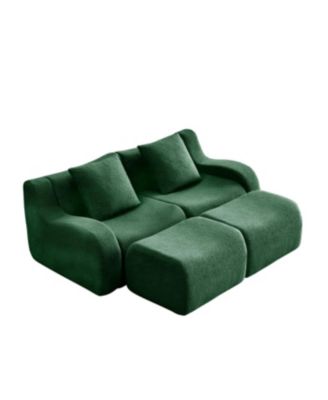 Streamdale Soft Teddy Fabric Boneless Sofa with Anti-Slip Design, Green