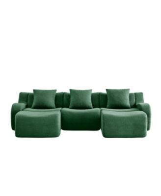 Streamdale U-shaped Soft Teddy Fabric Boneless Sofa,Green