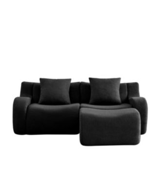  L-Shaped Teddy Fabric 2-Seat Boneless Sofa,
