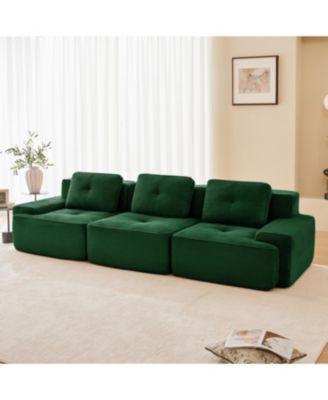 Streamdale Modern Modular Sectional Sofa, Corduroy Fabric, Oversized 3-Seater Couch, Green