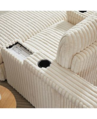 Streamdale 42.5" Corduroy Single Recliner with Pillow, Cup Holder, Storage Footrest