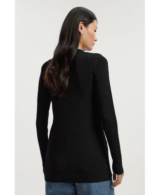 Women's Dome-Button Longline Knitted Cardigan