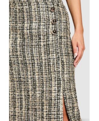Women's Sequin Tweed Midi Skirt