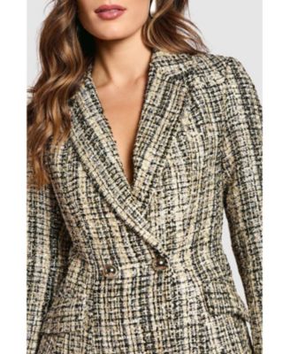 Women's Sequin Tweed Fitted Blazer
