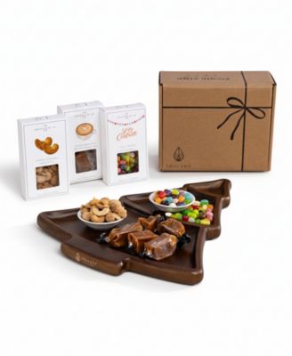 Christmas Tree Serving Tray with Gourmet Gift Pack, 3 Piece
