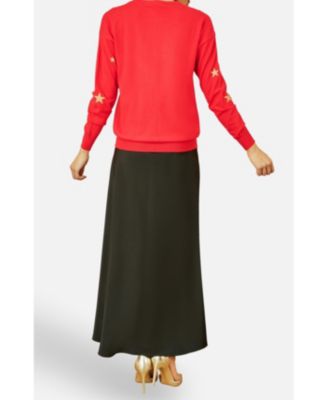 Women's Foil Star Print Relaxed Fit Sweater