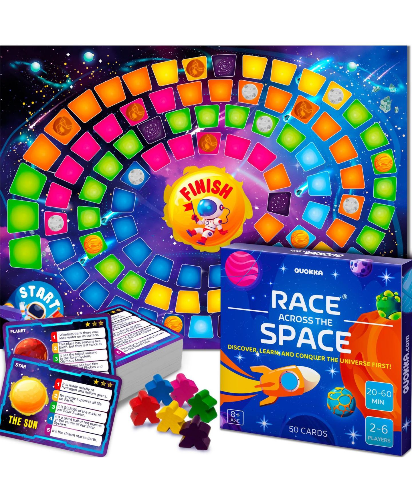 Детская настольная игра Quokka Trivia Geography and Space Board Game, от 8 лет, цвет: Космический — фото 1