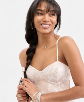 Juniors' Sweetheart-Neck Sequin Lace Gown