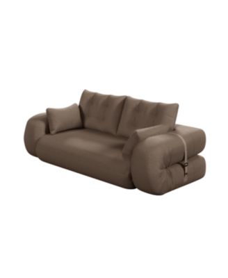 Human Dog Bed, Lazy Sofa Couch, 78.7" Foldable Sofa Bed, 3-in-1 Teddy Fabric Foam Sleeper Sofa Bed, Brown