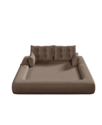 Human Dog Bed, Lazy Sofa Couch, 78.7" Foldable Sofa Bed, 3-in-1 Teddy Fabric Foam Sleeper Sofa Bed, Brown