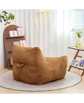 Bean Bag Chair with Armrests - Oversized Comfy Beige Lazy Floor Sofa Chair