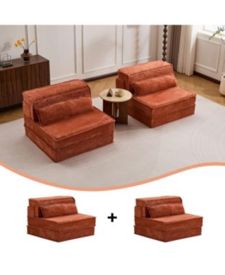 Streamdale Compression Sofa, Convertible Floor Sofa Bed, Modular Sectional, Orange