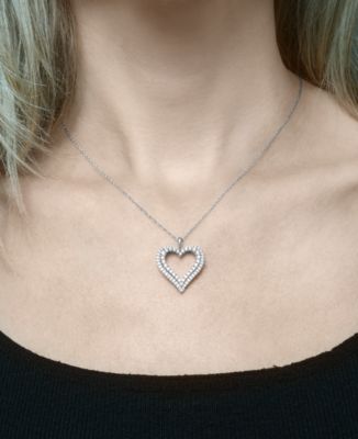 Heart Diamond Pendant Necklace (1 ct. t.w.) in 14k White Gold