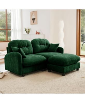Cloud Sectional L-Shaped Couch w/ Ottoman, Soft Chenille, Tufted