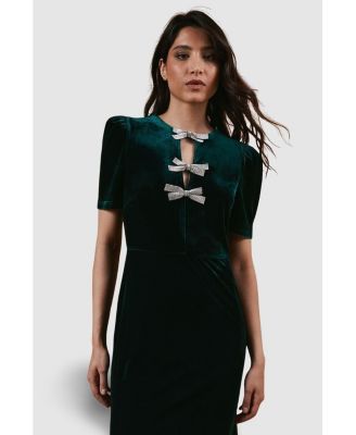 Women's Occasion Velvet Bow Midaxi Dress.