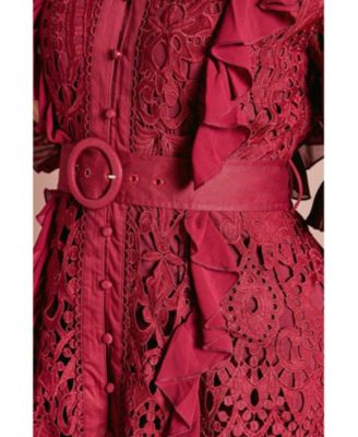 Women's Lace Ruffle Shirt Dress