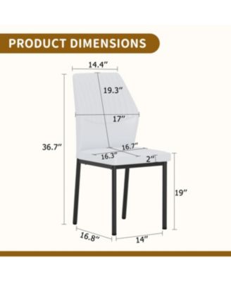 Streamdale 6-piece set of white & black PU dining chairs, ergonomic, 36.7" high