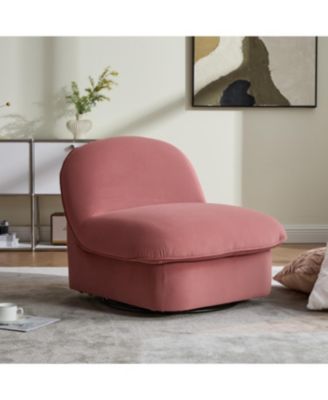 Streamdale Velvet Swivel Chair with 360-degree Metal Base