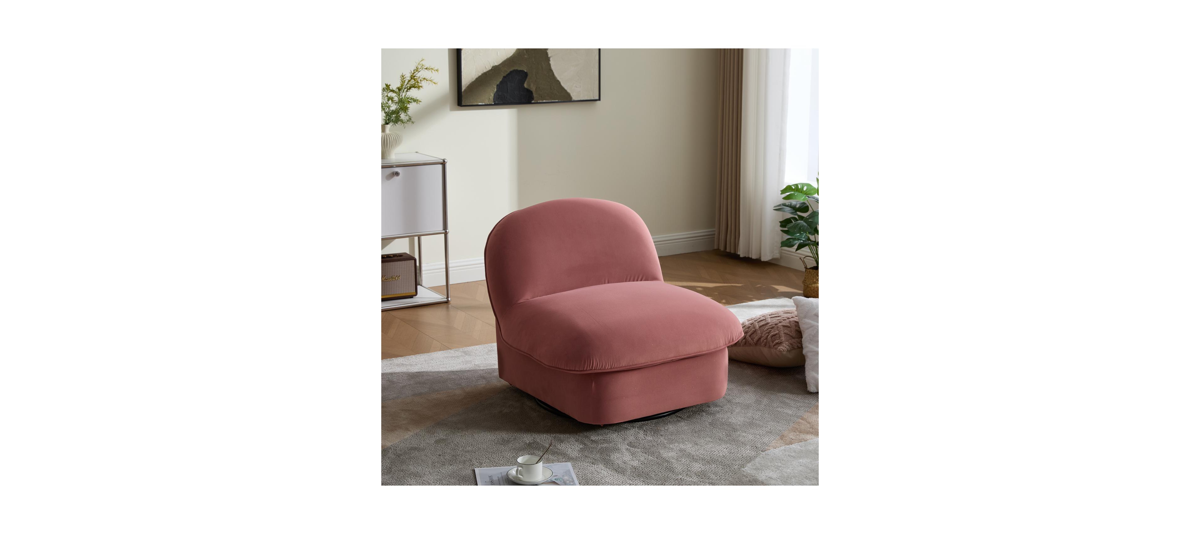 Streamdale Velvet Swivel Chair with 360-degree Metal Base