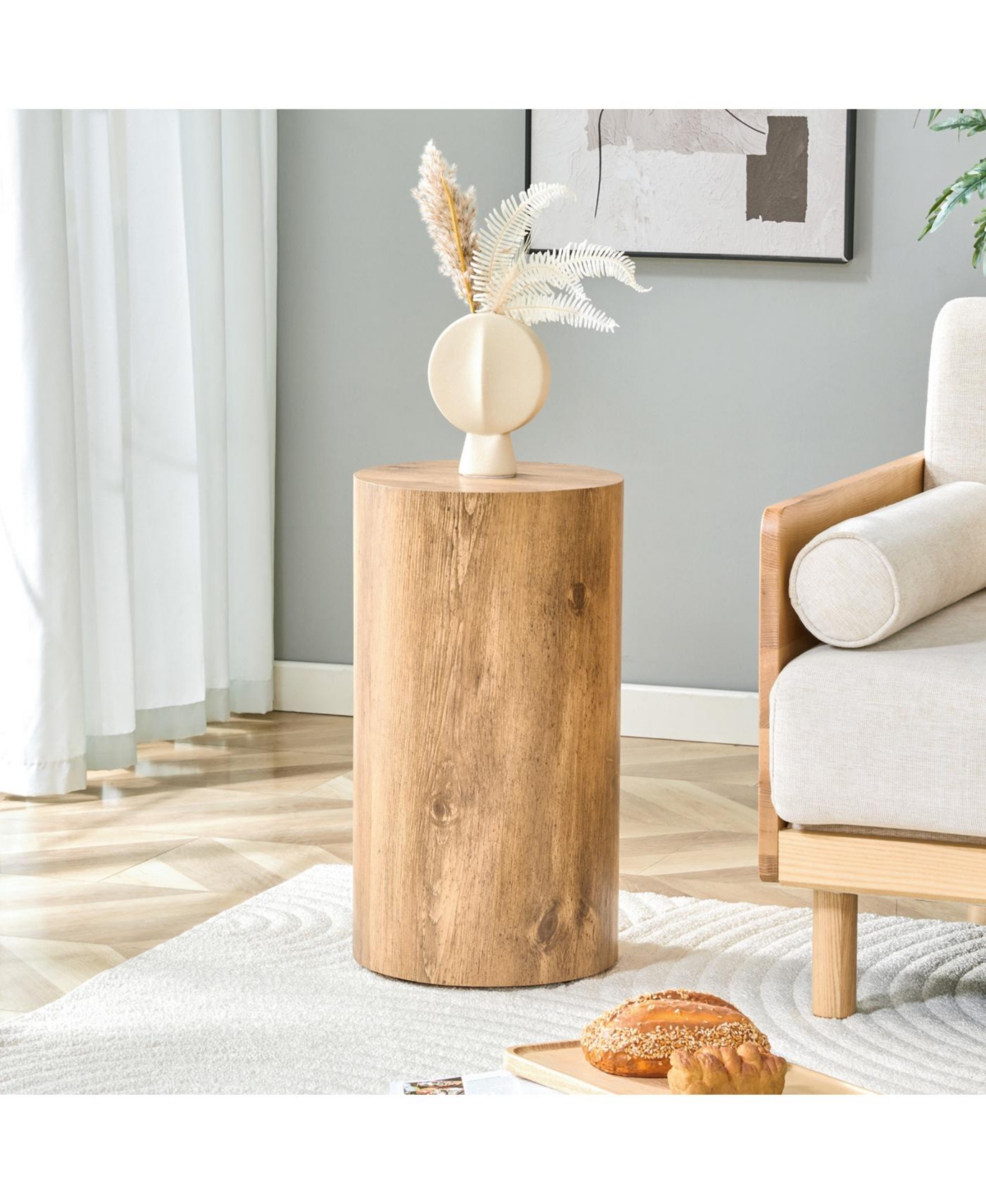 Streamdale Simple wood grain coffee table, 11.8" D x 21.6" H, Mdf, industrial style.