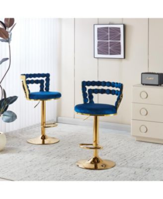 Streamdale Modern Gold Bar Table Set with 2 Adjustable Stools