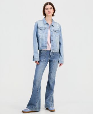 Juniors' Long-Sleeve Denim Trucker Jacket