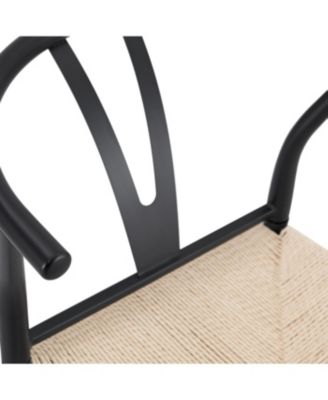 Wesborn Y-shaped Medieval Armchair, Woven Seat, Set of 4