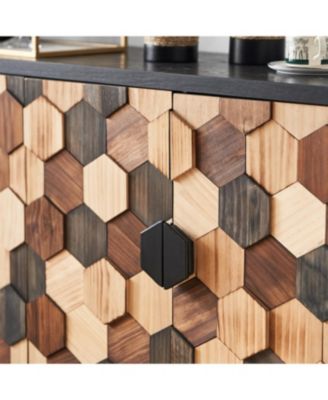 Streamdale Distressed Honeycomb Pattern Storage Cabinet with Doors