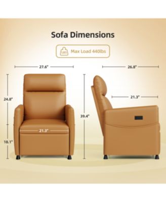 Streamdale Brown Leather Electric Recliner Chair with Footrest & Padded Seat