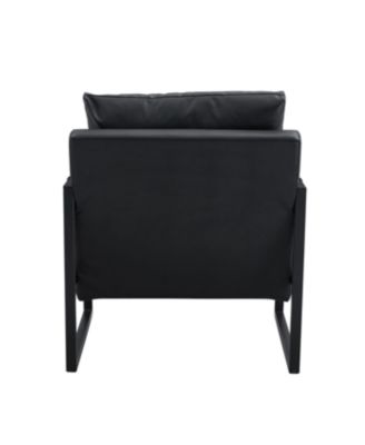 Streamdale Classic Black PU Leather and Metal Sofa