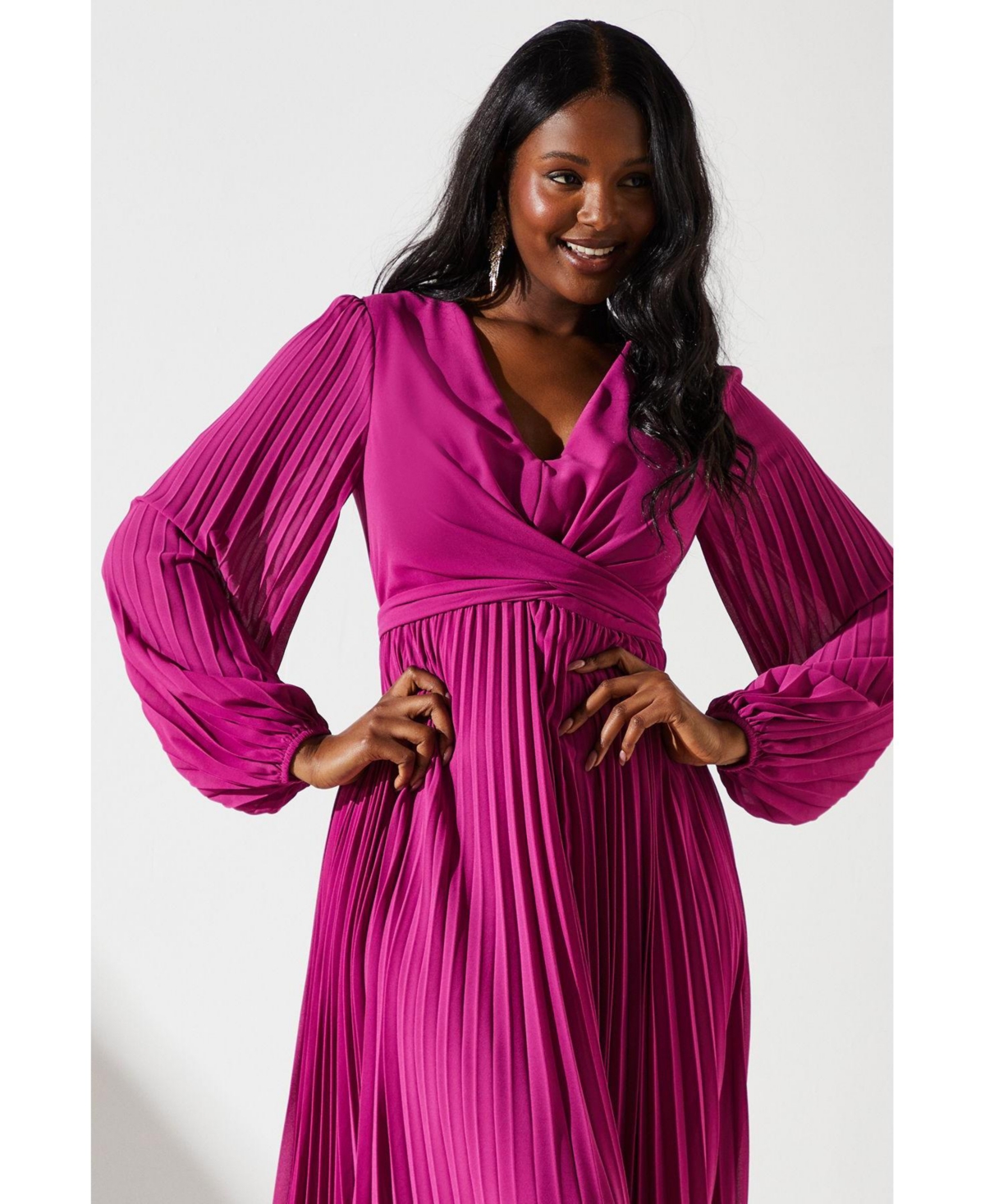 Coast Women's Pleated Wrap Front Dress